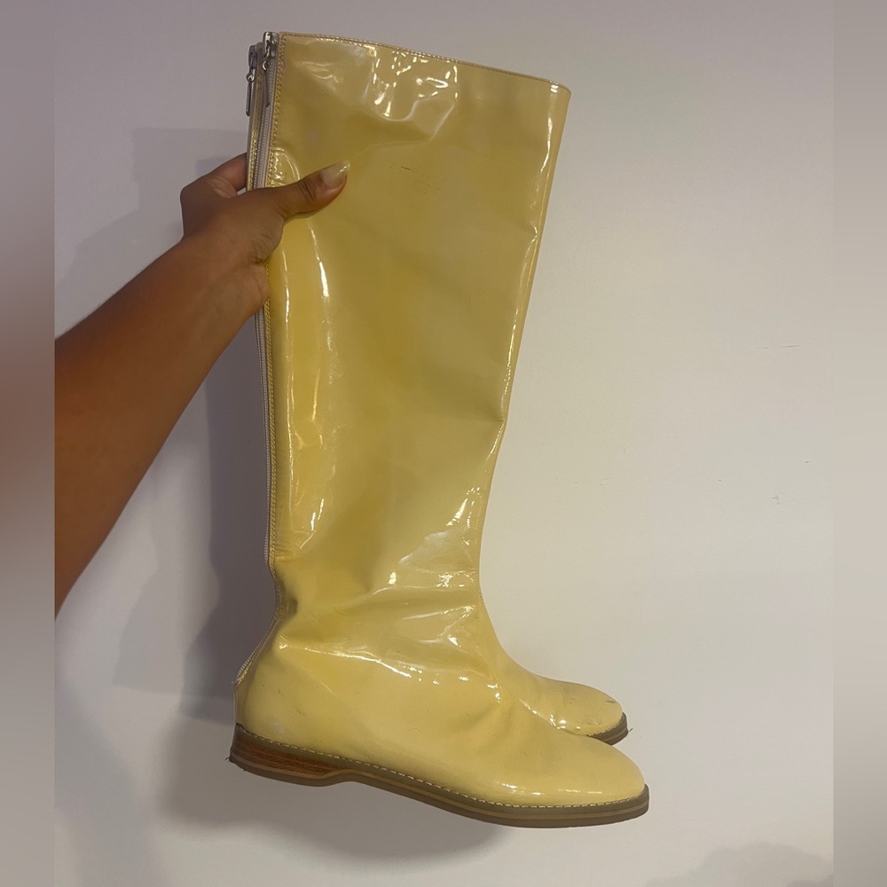Oh Deer! Ice princess knee high boots in a butter yellow colorway.